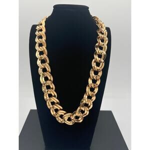 Vintage Monet Chunky Gold Chain Necklace, Bold Link Statement Jewelry